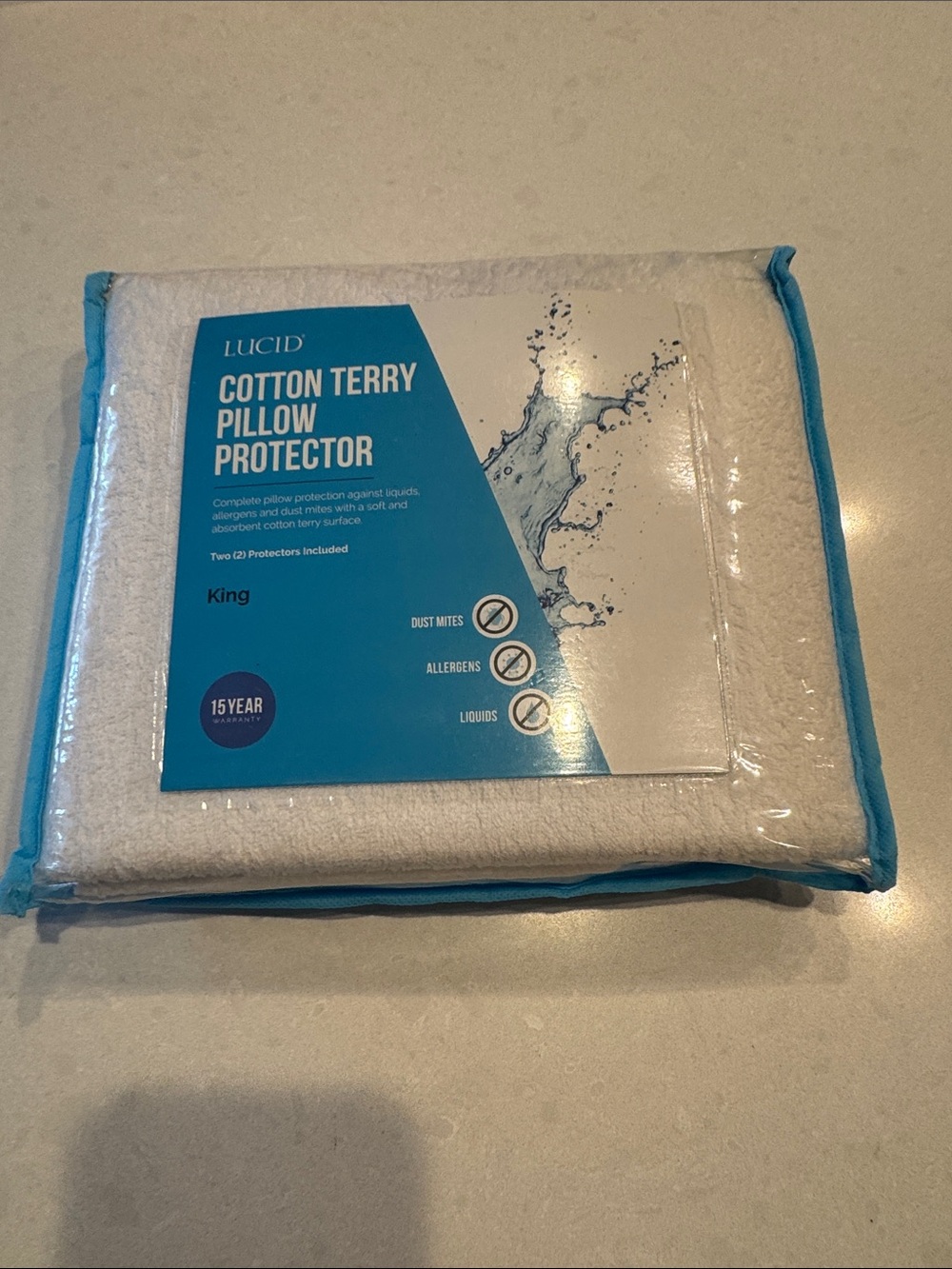 Cotton Terry Pillow Protector - White (King)
